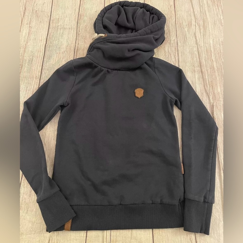 Naketano Brave New Word Navy Blue Pullover Hoodie Sweatshirt Women’s Small
